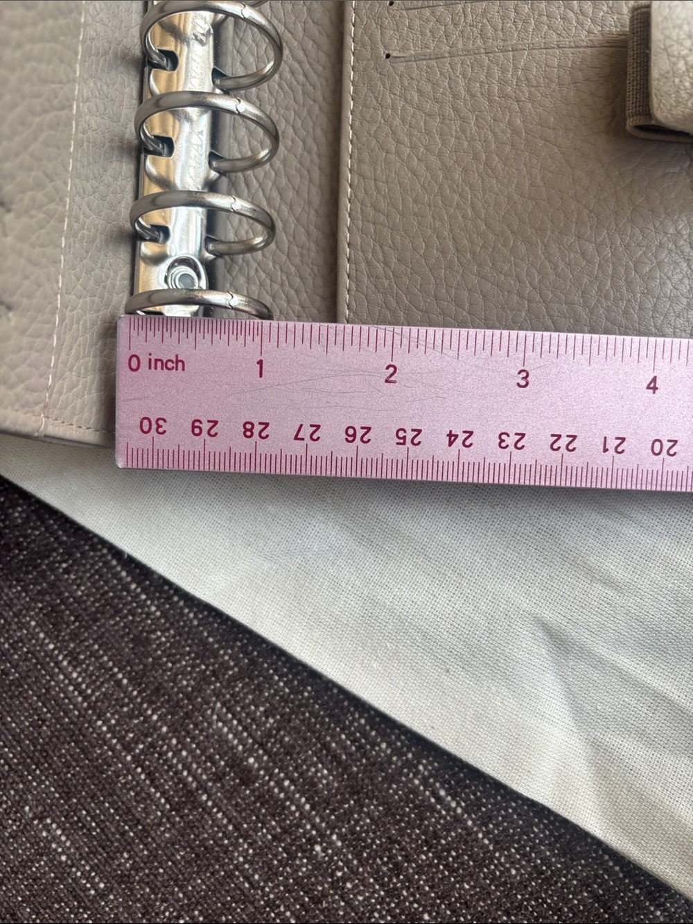 Filofax Pocket Rings Norfolk Leather Taupe Planner Notebook Cover Like New - Picture 12 of 15